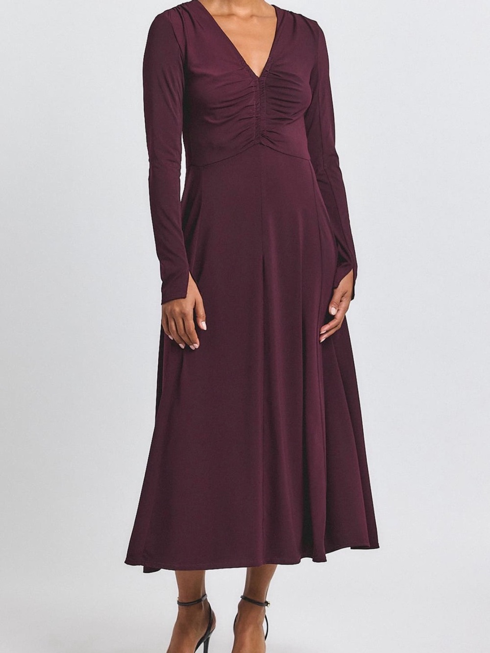 Derek Lam 10 Crosby Isabella Ruched Maxi Dress Black Cherry L NWT $350